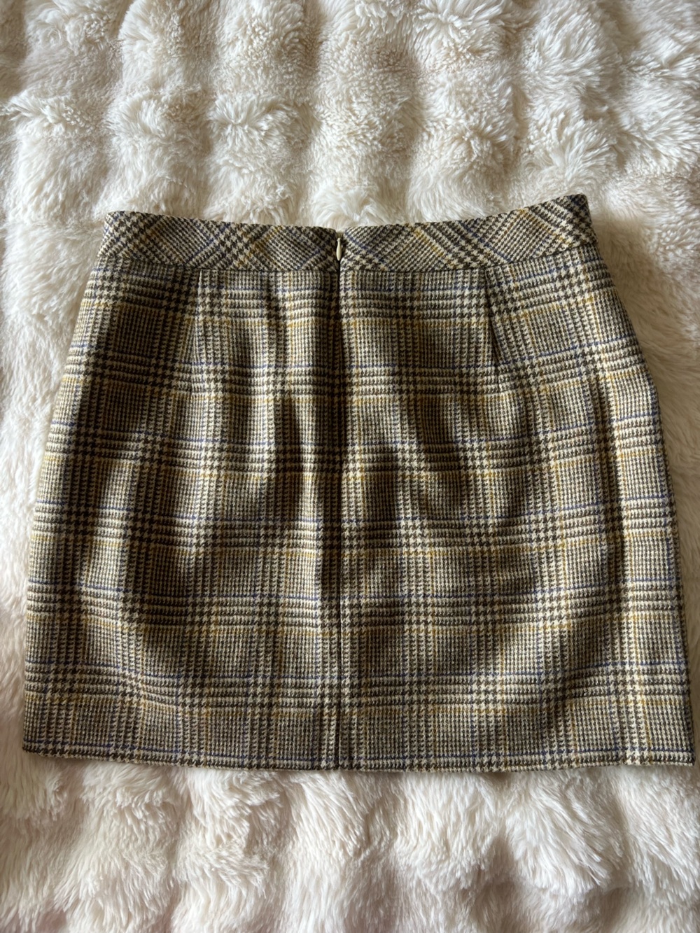 J.Crew 100% Wool Plaid Mini Skirt Size 10 Brown Beige Preppy - Picture 5 of 8
